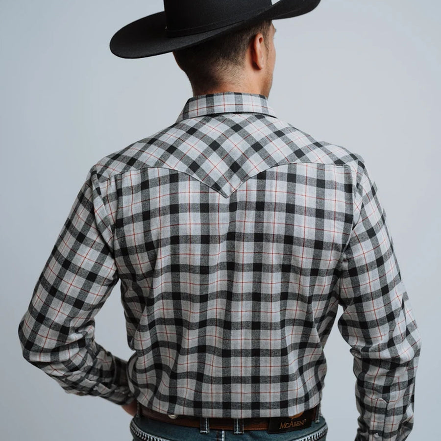 Camisa Hannover Cuadros Franela Gris Negro 360