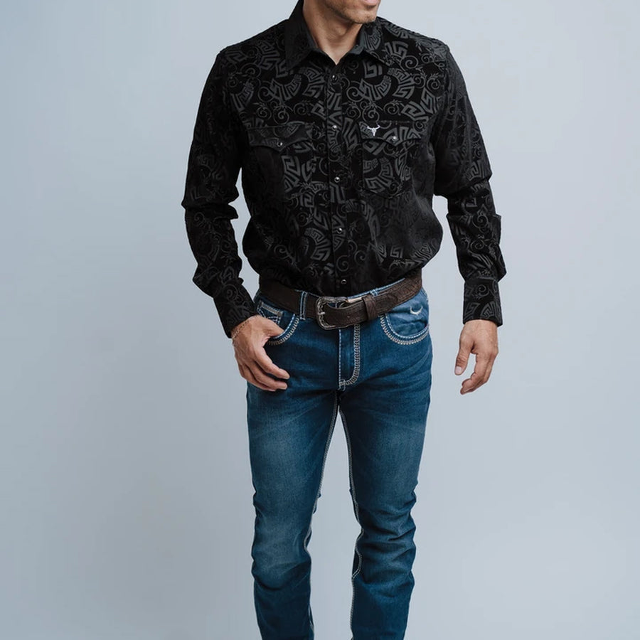 Camisa Cactus Estampada Negra Flock 112