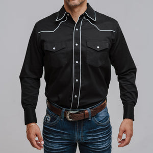 Camisa American West Liso Retro Negro 001