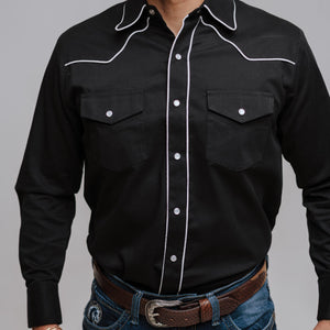 Camisa American West Liso Retro Negro 001