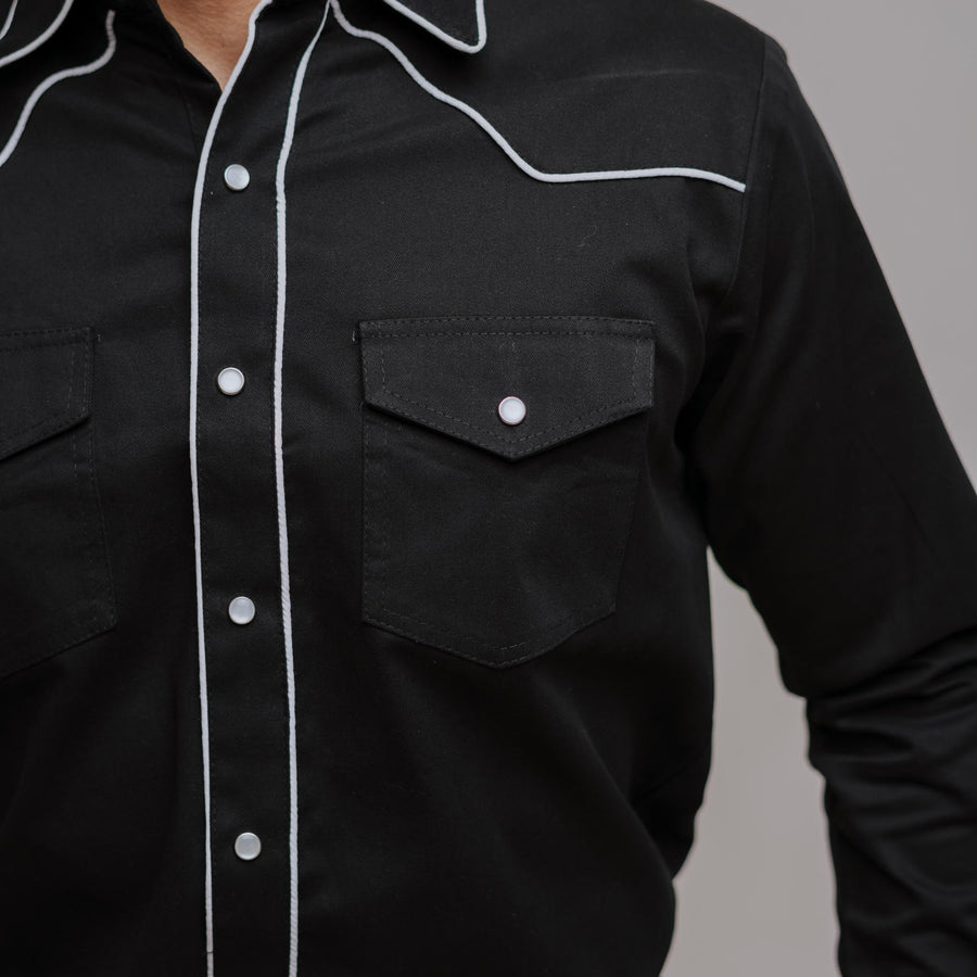 Camisa American West Liso Retro Negro 001