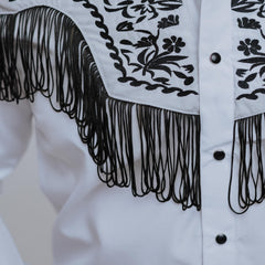 Camisa American West Blanca Bord Negro 008