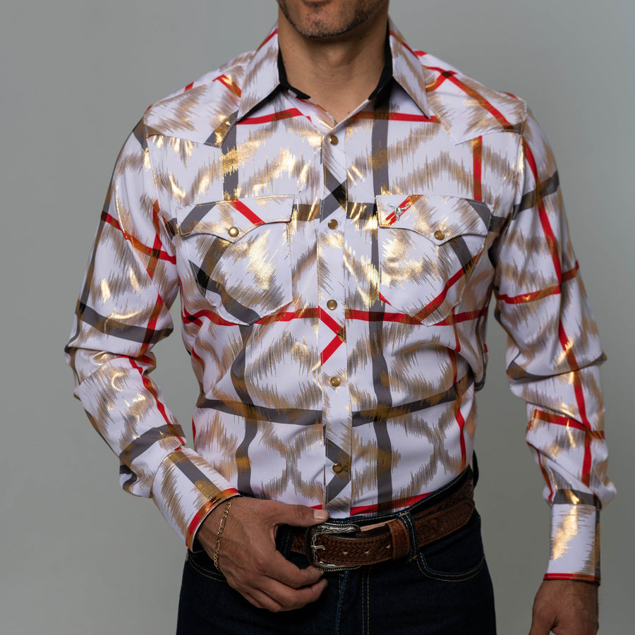 Camisa Cactus Cuadros Foil Blanco 078
