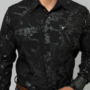 Camisa Cactus Est Foil Negro Textura 083