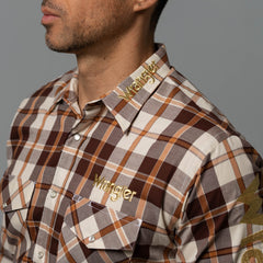 Camisa Wrangler Cua Café Bord Logo 166