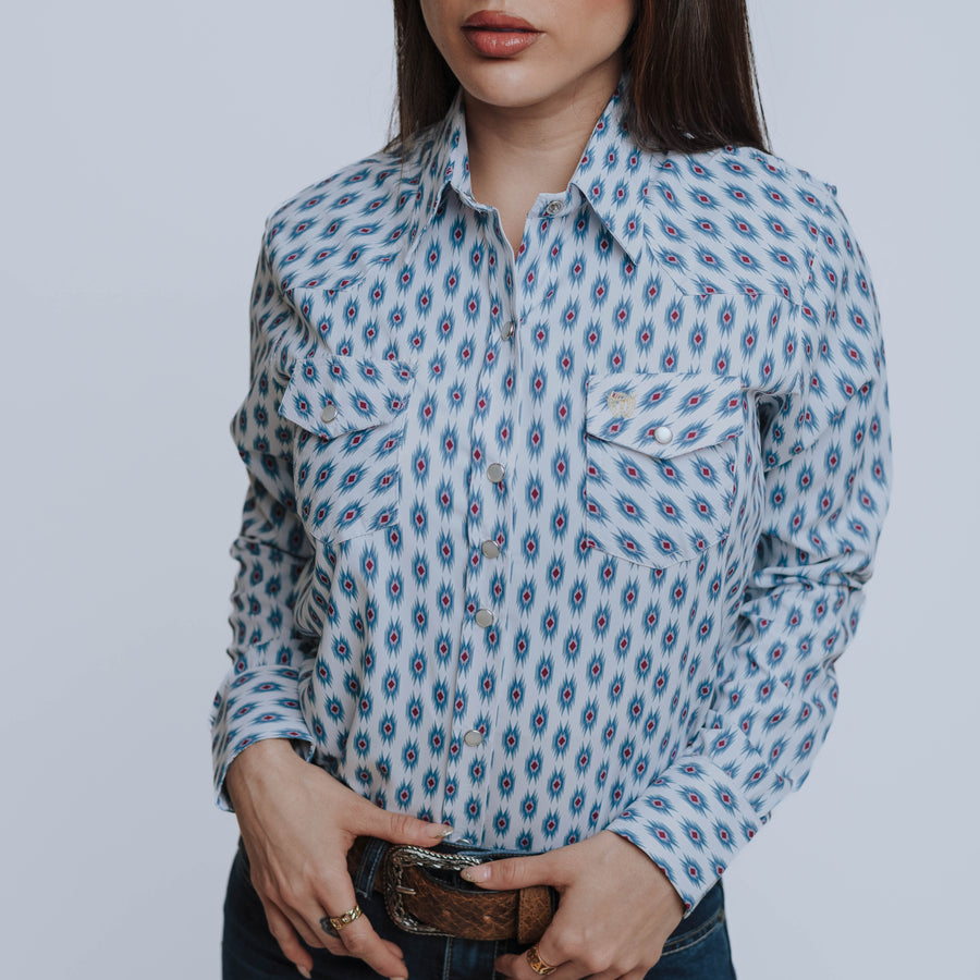 Blusa American West Estampada Blanca/Rojo 009