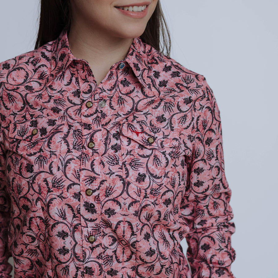 Blusa Rodeo West Estampada Ramas Rosa 003
