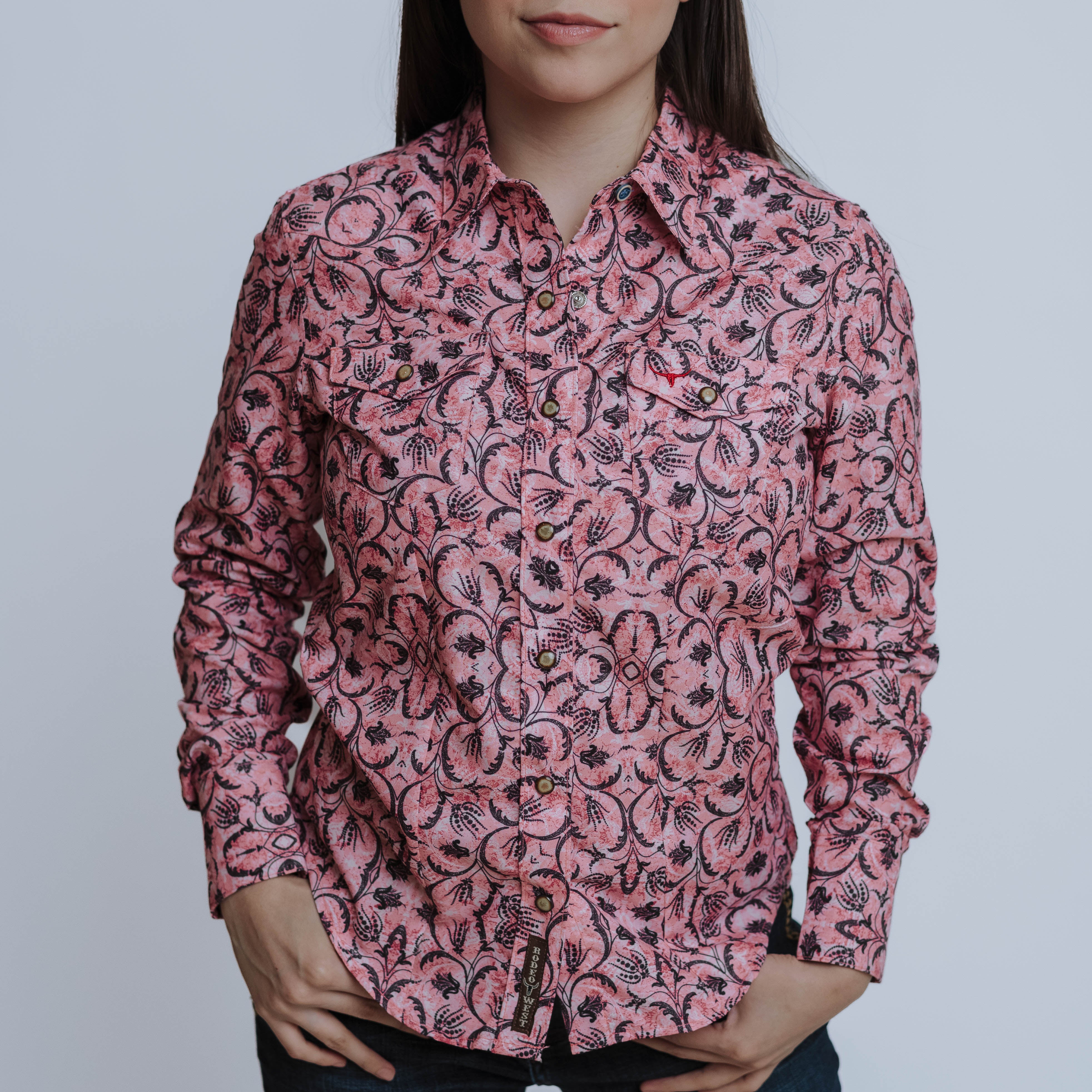 Blusa Rodeo West Est Ramas Rosa 003