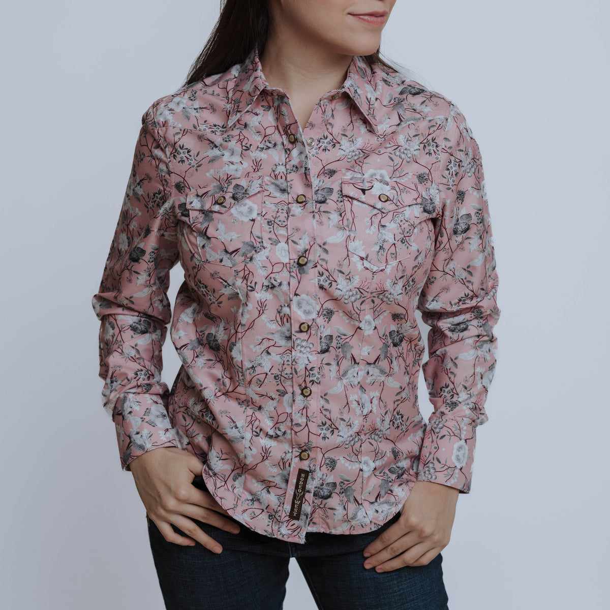 Blusa Rodeo West Est Rosa Flor 010