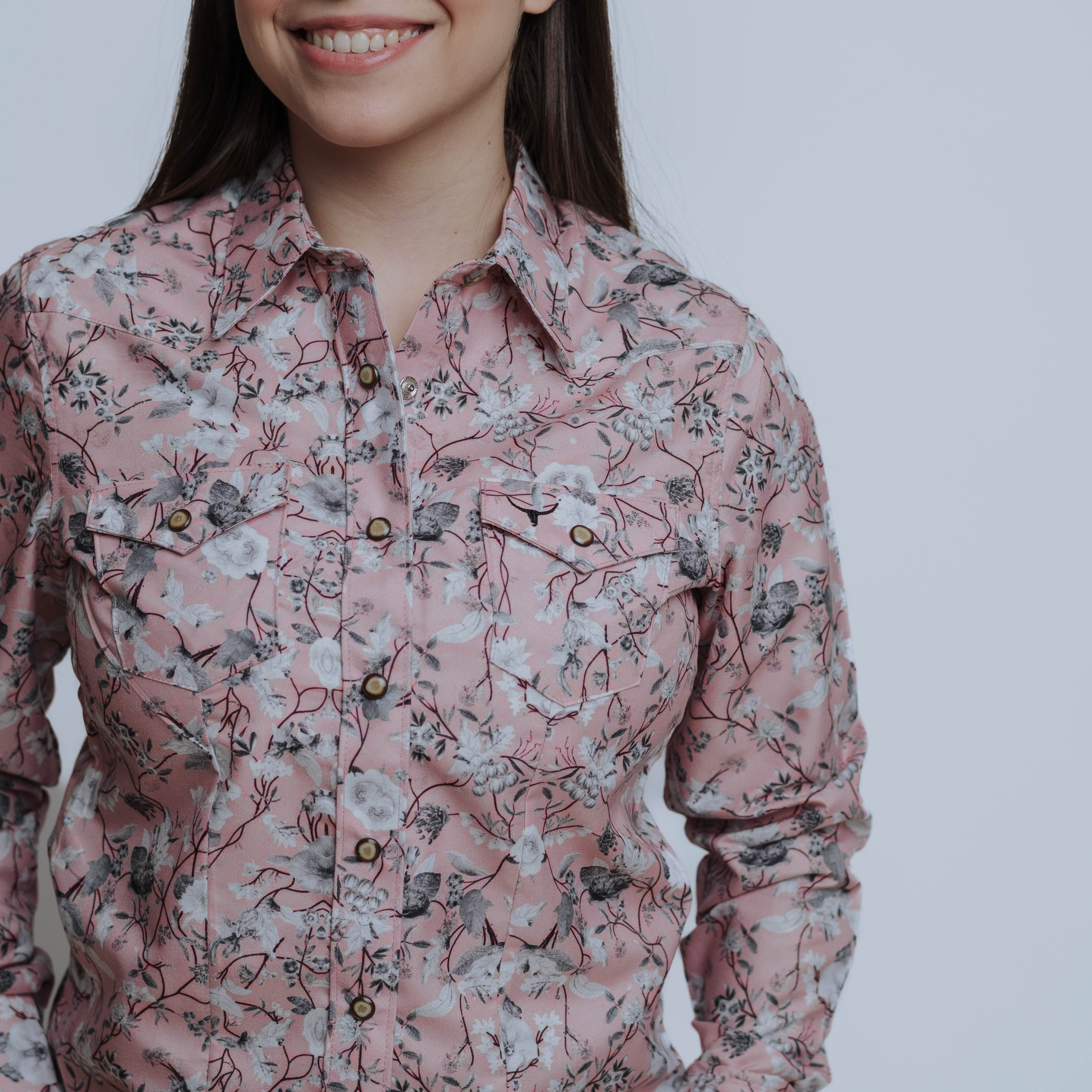 Blusa Rodeo West Est Rosa Flor 010