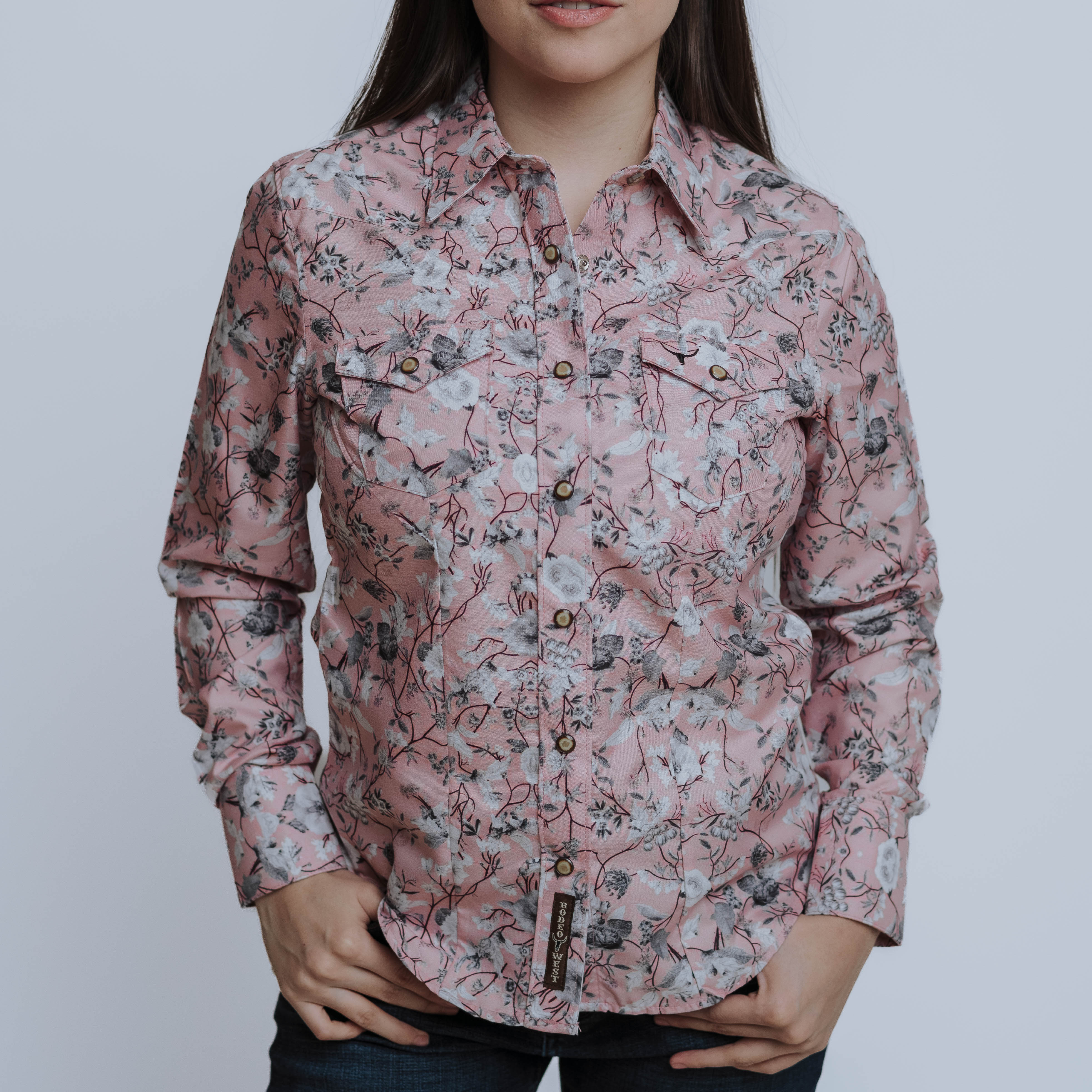 Blusa Rodeo West Est Rosa Flor 010