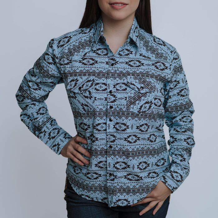 Blusa American West Estampada Checotah Celeste 007