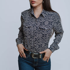 Blusa Montero Western Est Mandala Azul 046