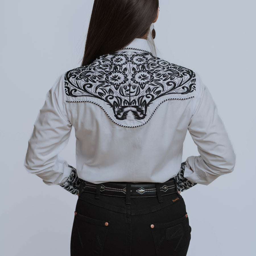 Blusa American West Bord Blanca/Negro 004