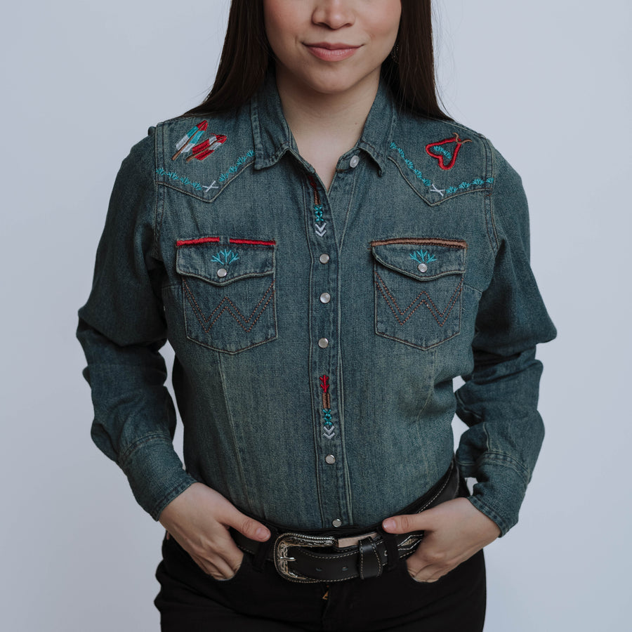 Blusa Wrangler Mezclilla Bord Navajo 065