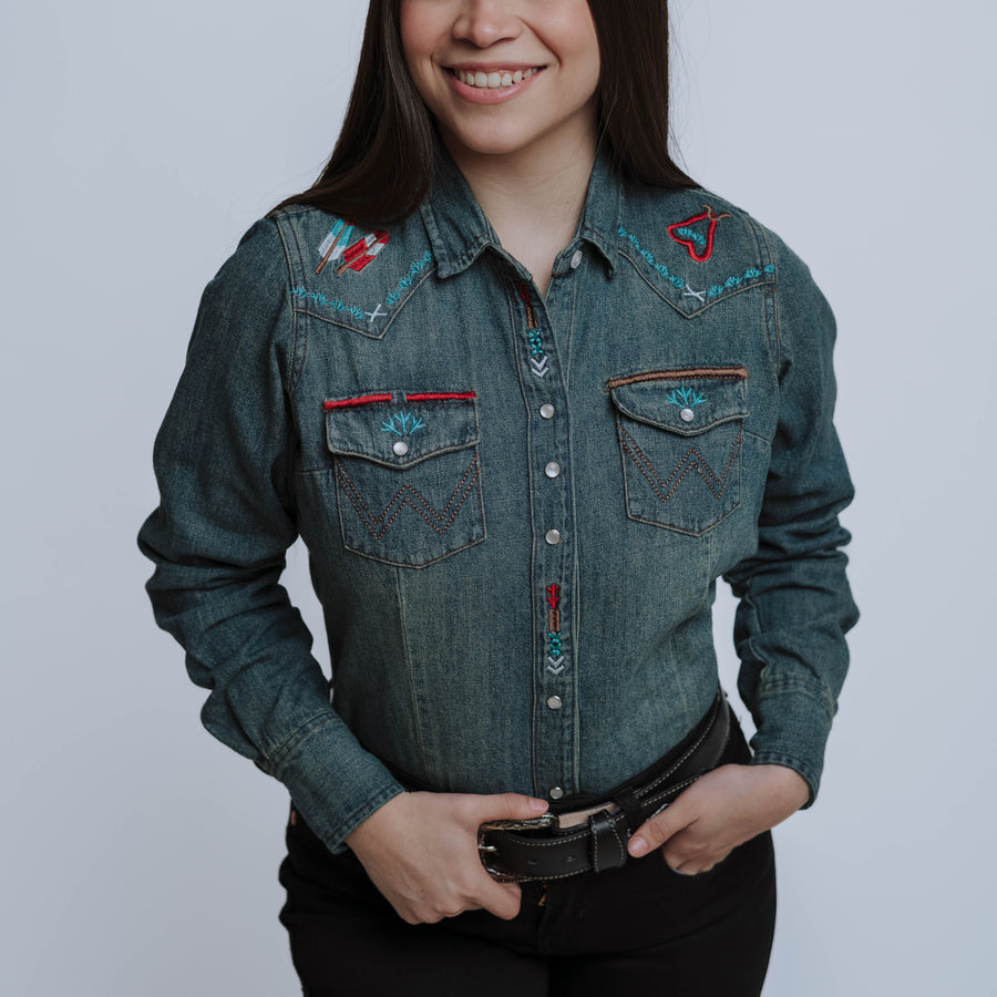 Blusa Wrangler Mezclilla Bord Navajo 065