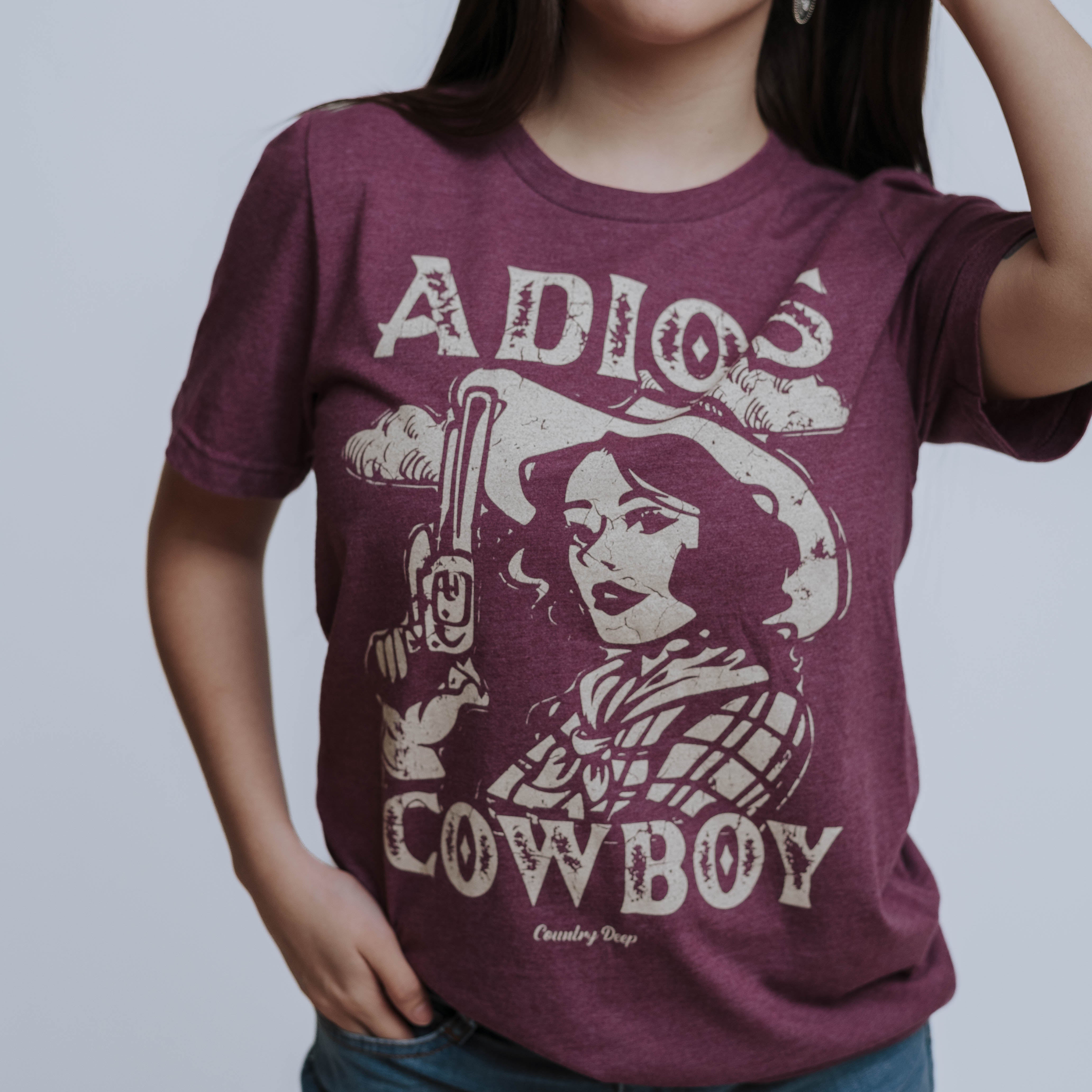 Playera Country Deep Adios Cowboy Berry 002