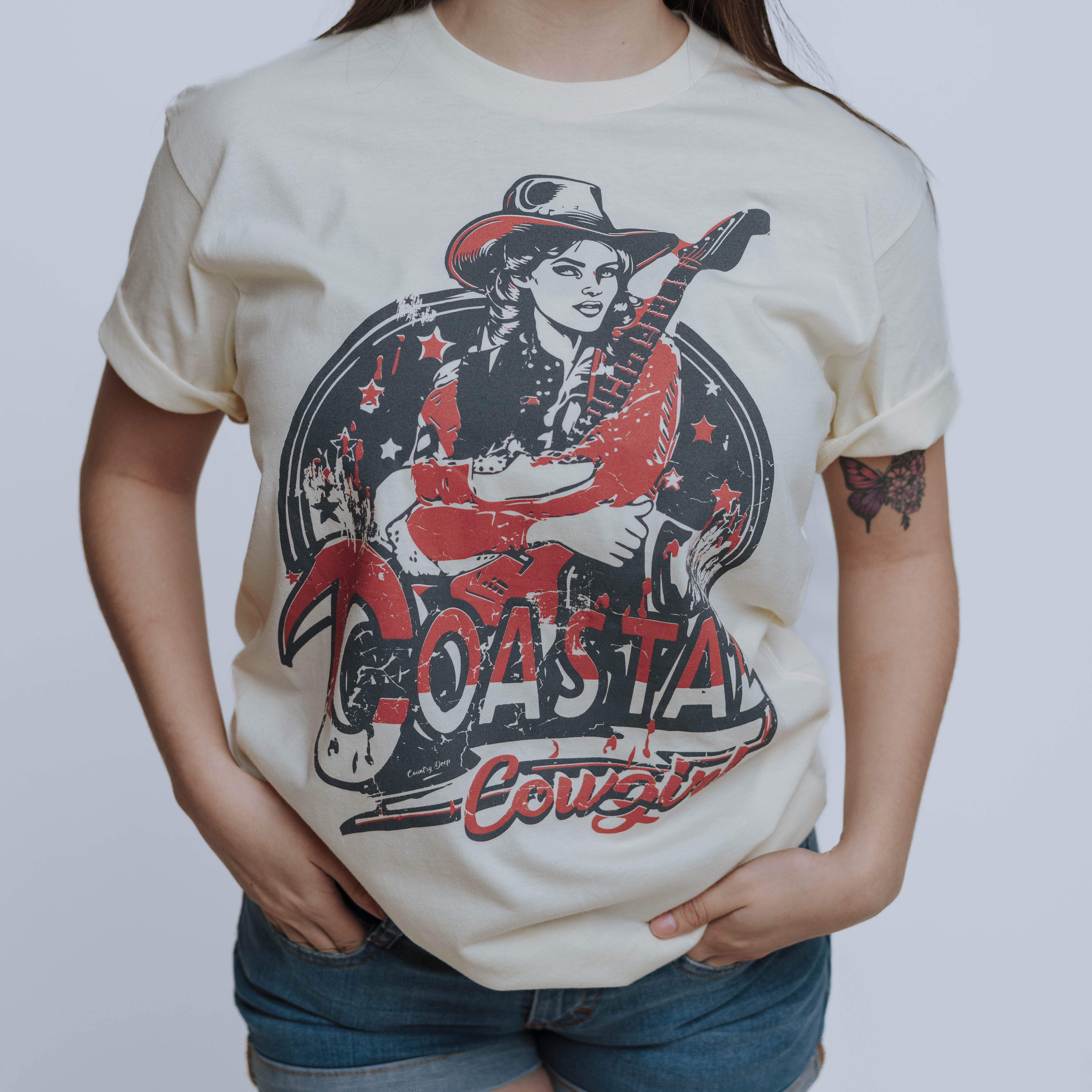 Playera Country Deep Coastal Cowgirl Beige 001