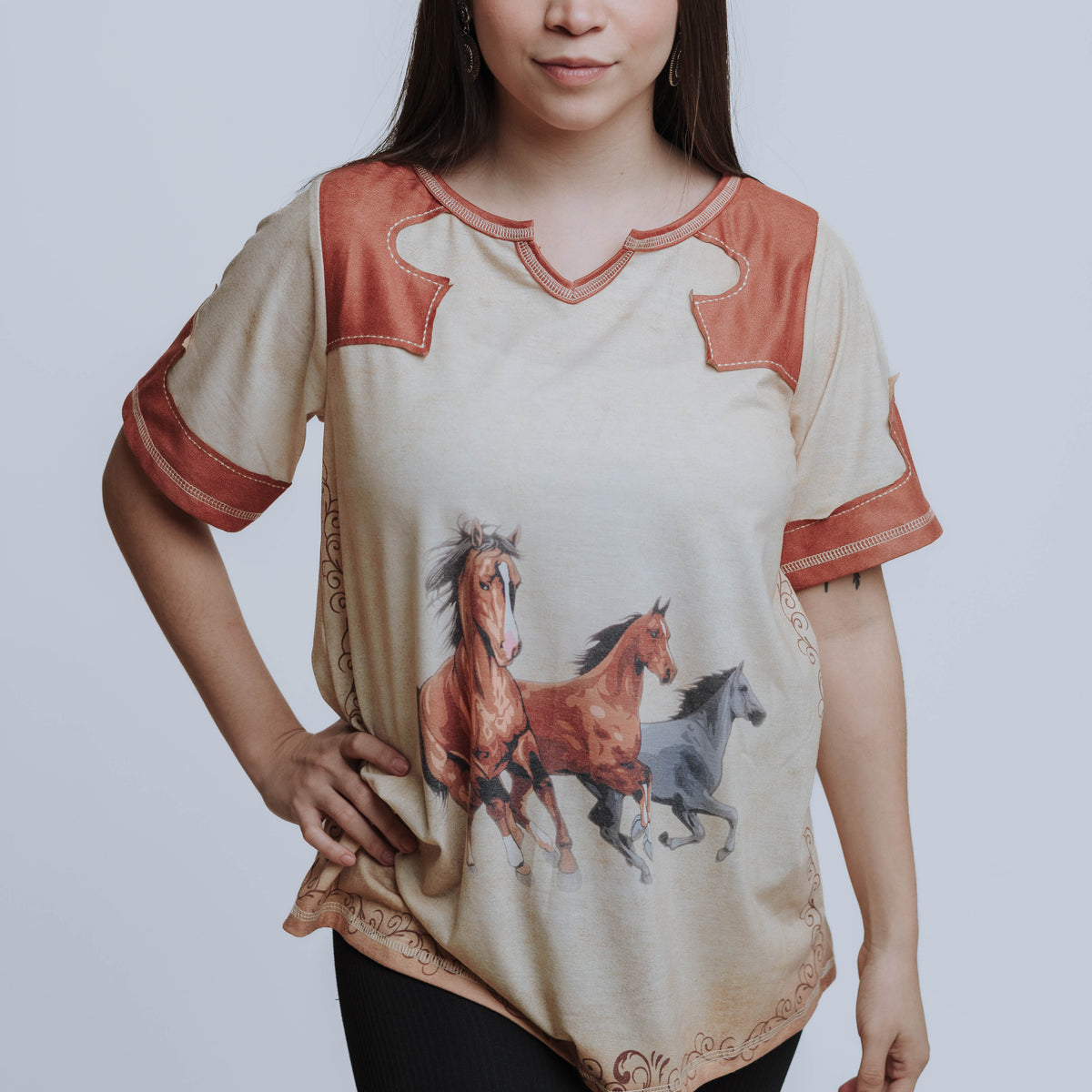 Playera Faex Caballos Miel 013