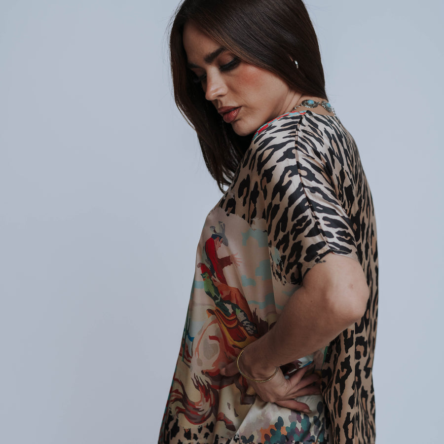 Fashion Express Kimono Faex Animal Print 021