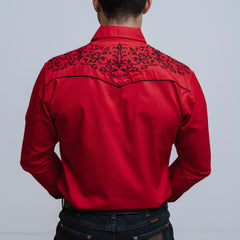 Camisa Wild Bull Bord Roja Negro 066