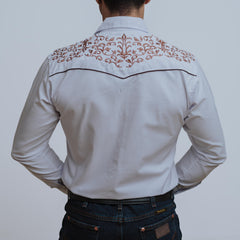 Camisa Wild Bull Bord Blanca Café 067