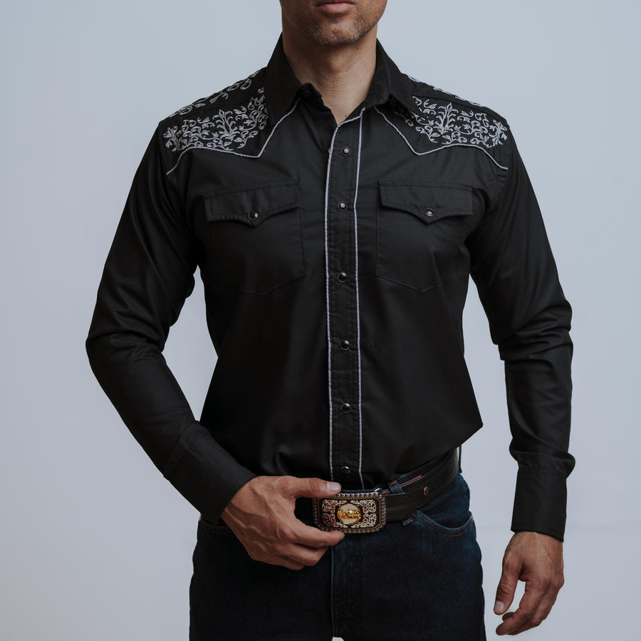 Camisa Wild Bull Bord Negra Plat 069