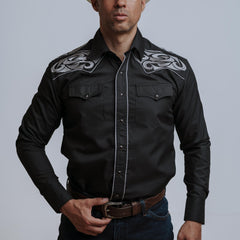 Camisa Wild Bull Bord gde Negra Plat 073