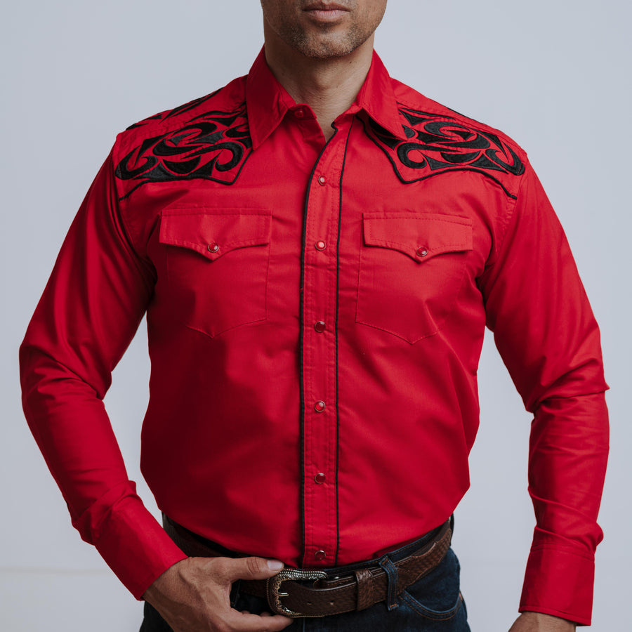 Camisa Wild Bull Bordada Grande Roja Negro 074