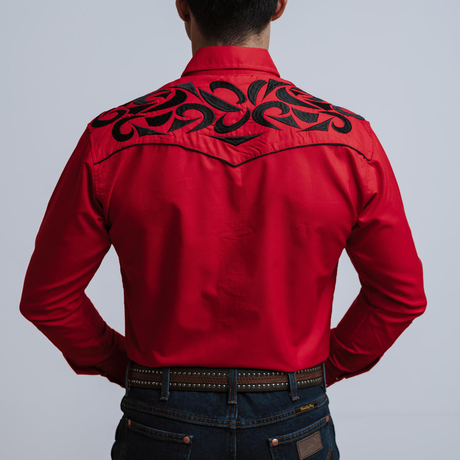 Camisa Wild Bull Bordada Grande Roja Negro 074