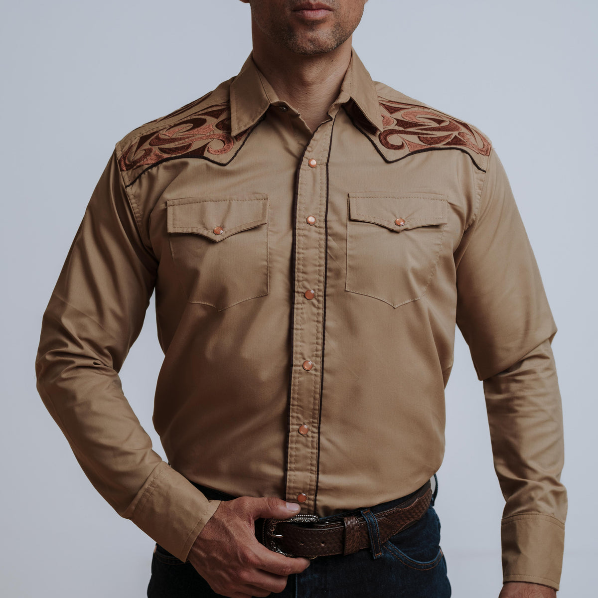 Camisa Wild Bull Bord gde Khaki Café 075