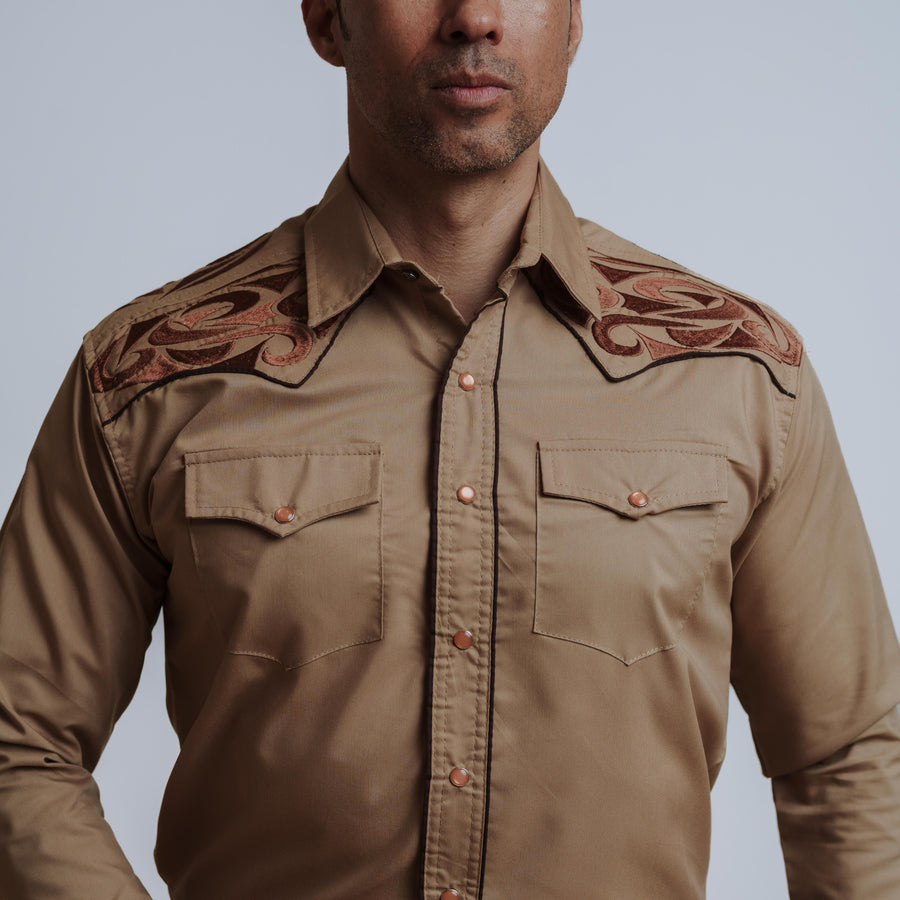 Camisa Wild Bull Bordada Grande Khaki Café 075