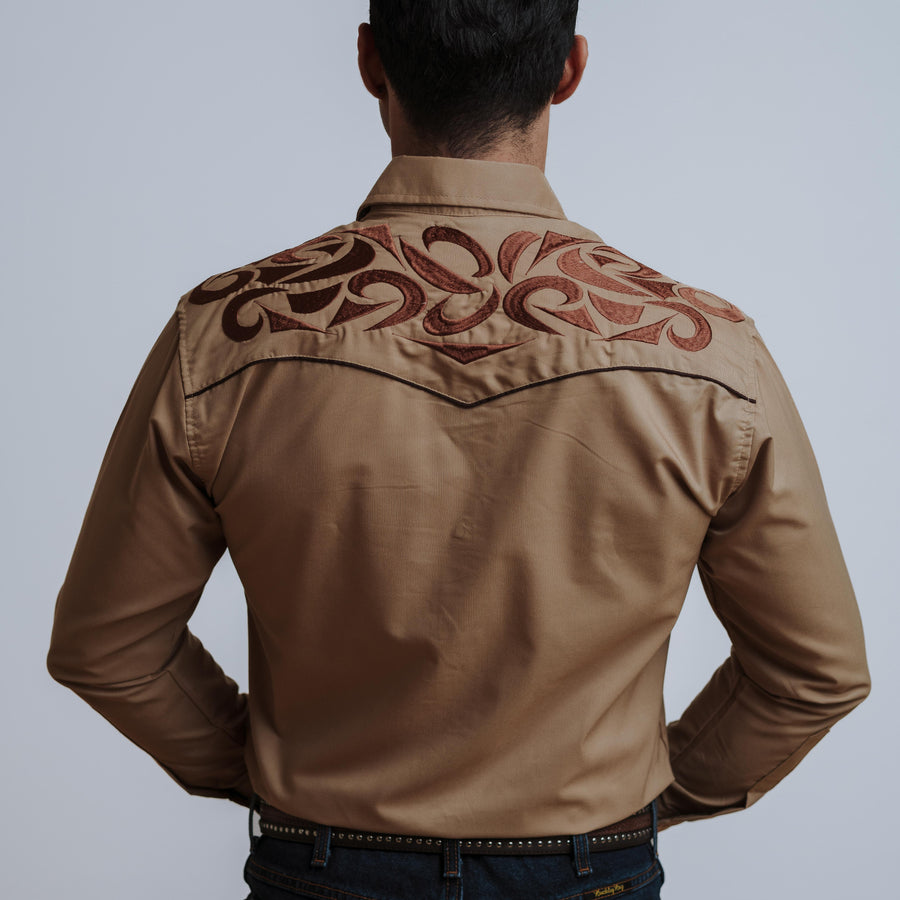 Camisa Wild Bull Bordada Grande Khaki Café 075