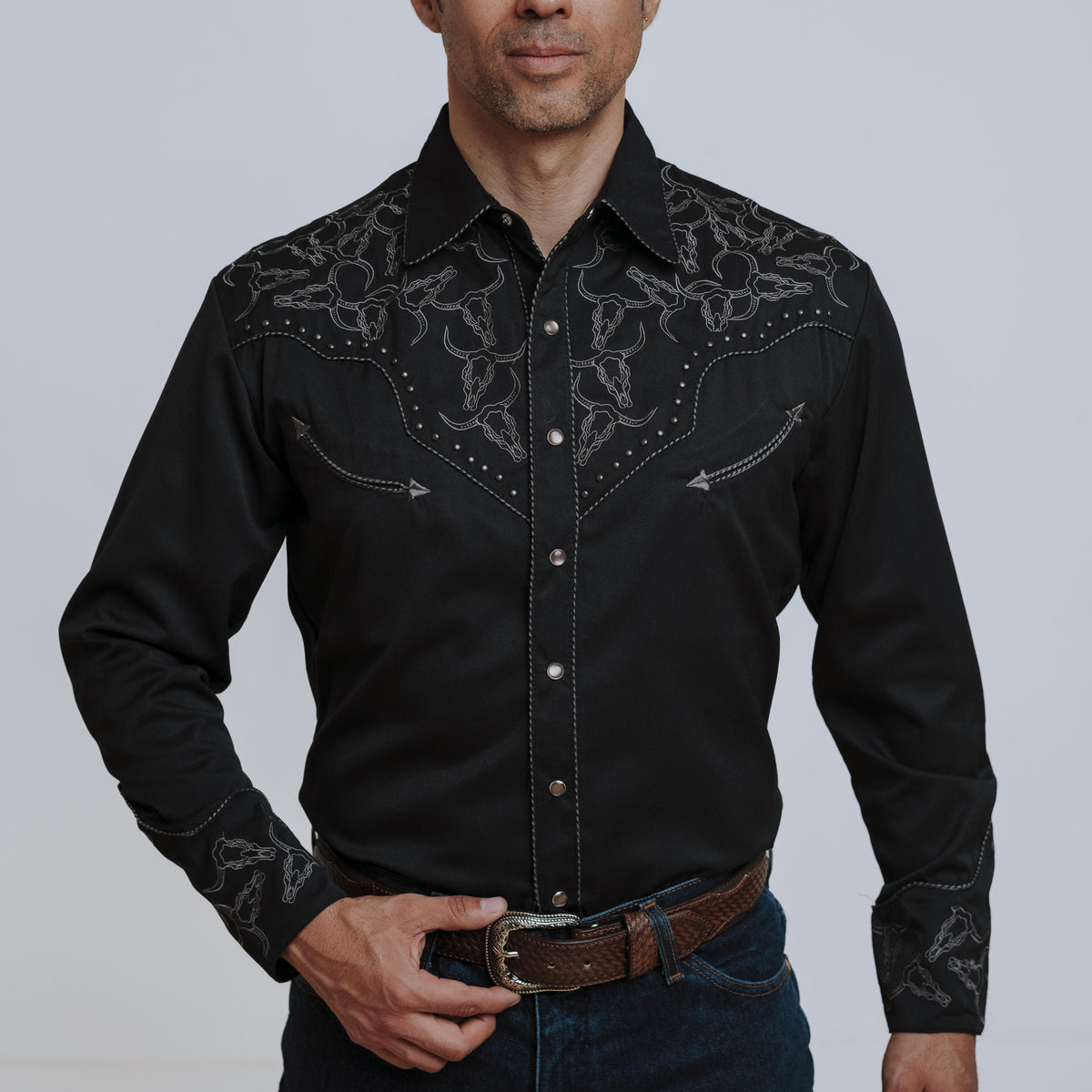 Camisa Scully Bord Craneo Negra 003