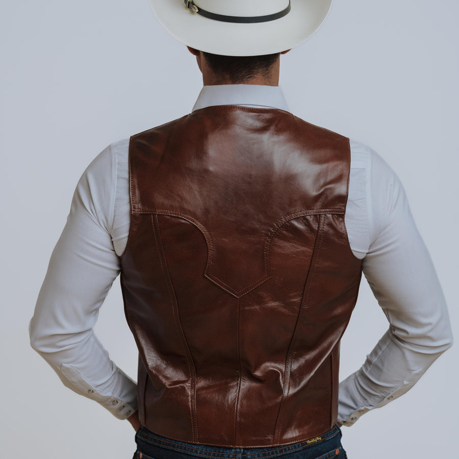 Chaleco Very Vaquero Piel Borrego Liso Café 036