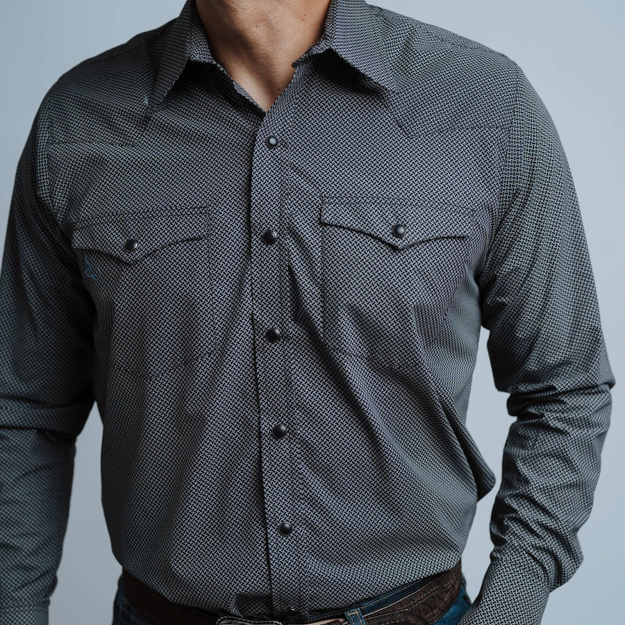 Camisa Custer Estampada Valencia Negro 004
