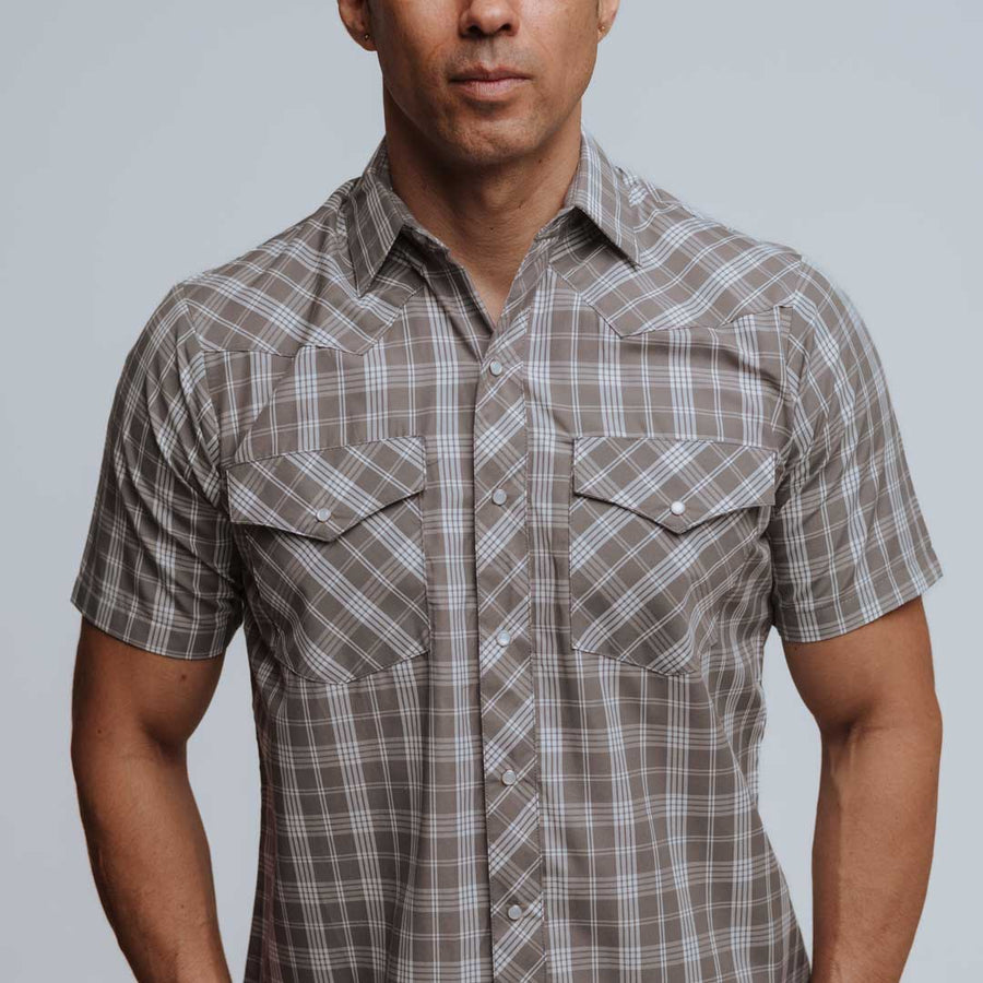 Camisa Hannover Manga Corta Cuadros Gris Blanco 265