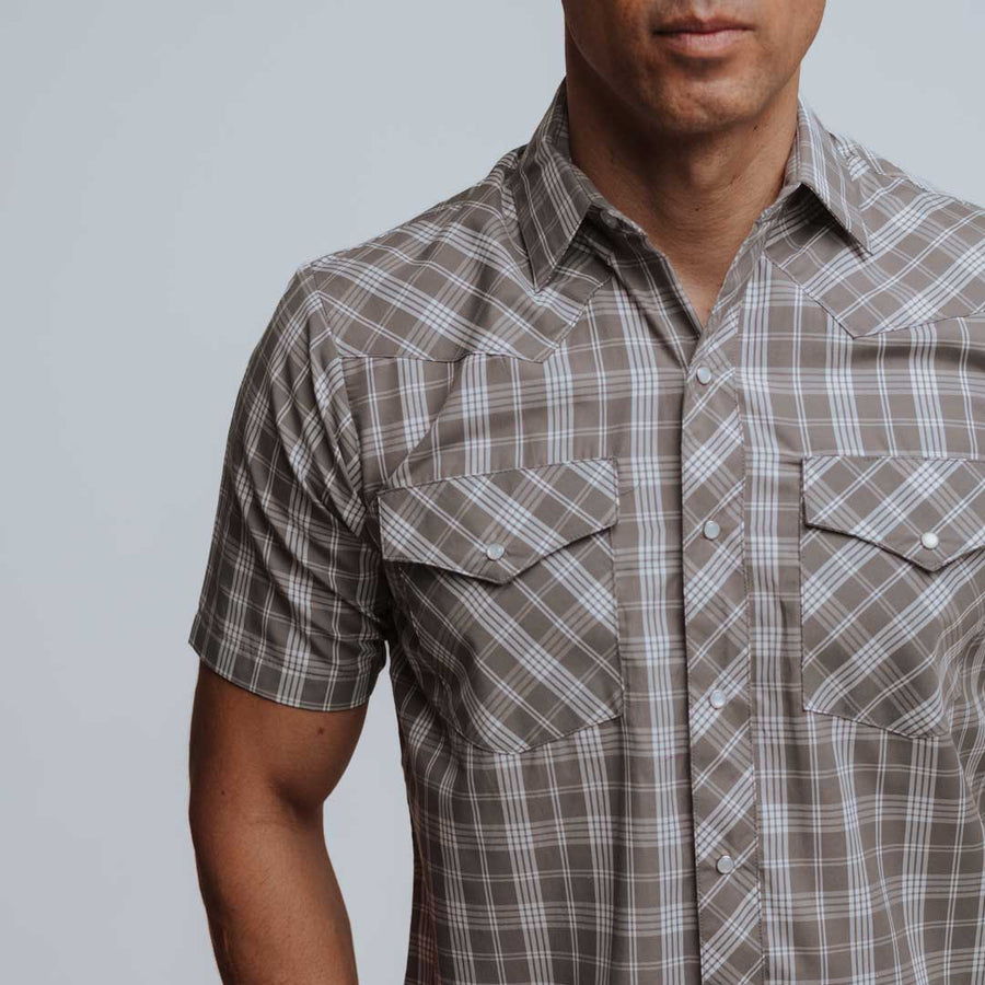Camisa Hannover Manga Corta Cuadros Gris Blanco 265