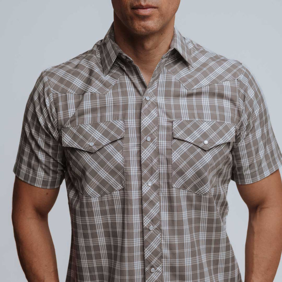 Camisa Hannover Manga Corta Cuadros Gris Blanco 265