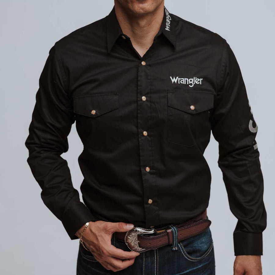 Camisa Wrangler Bordada Logo Negra 047