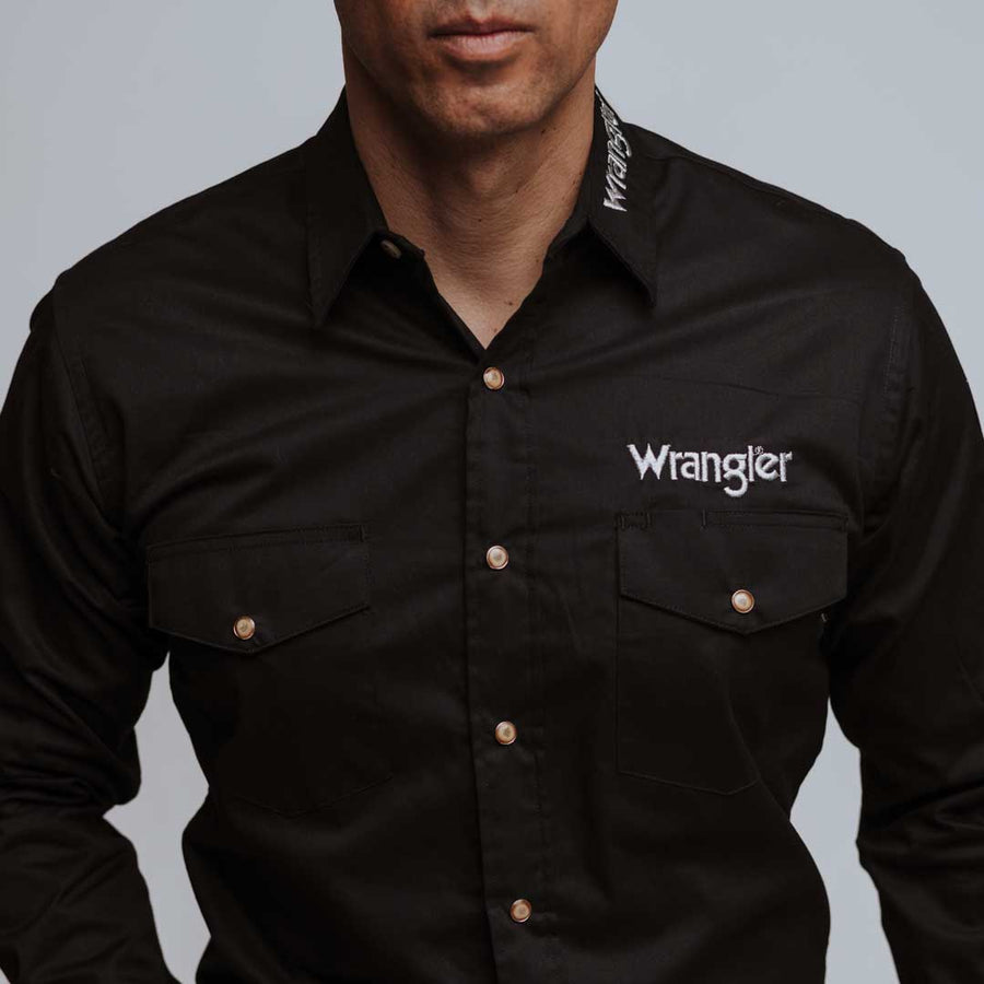 Camisa Wrangler Bordada Logo Negra 047