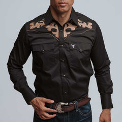 Camisa Cactus Bord Negro Oro 087