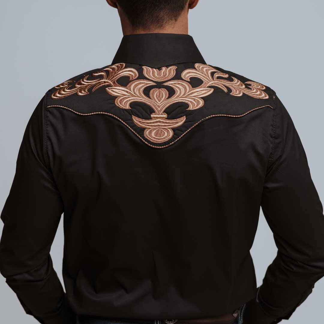 Camisa Cactus Bord Negro Oro 087