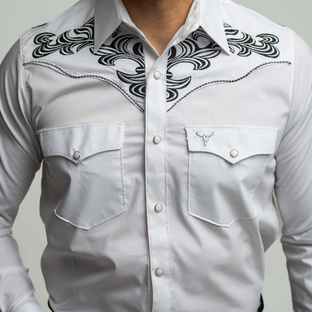 Camisa Cactus Bord Blanco Plata 088