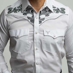 Camisa Cactus Bord Blanco Plata 088