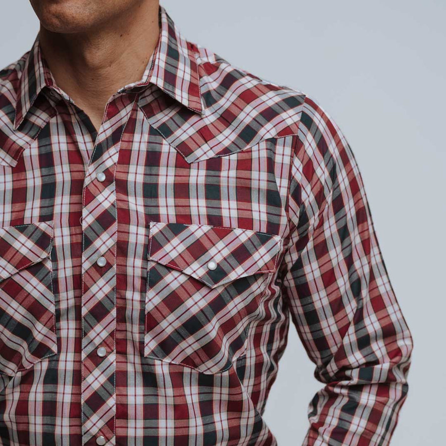 Camisa Hannover Cuadros Vino Negro 253