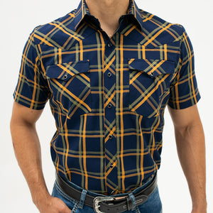 Camisa Bochi MC Cuadros Azul Amarillo 005