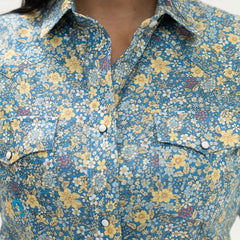 Blusa Bochi Estampada Flor Azul 001