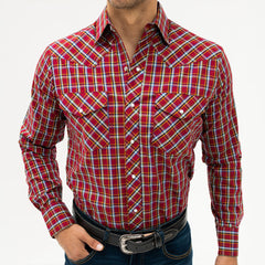 Camisa Hannover Cuadros Rojo Celeste 178