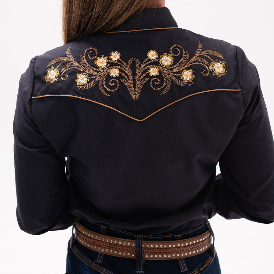 Blusa Bordada Rangers Negra Miel 018